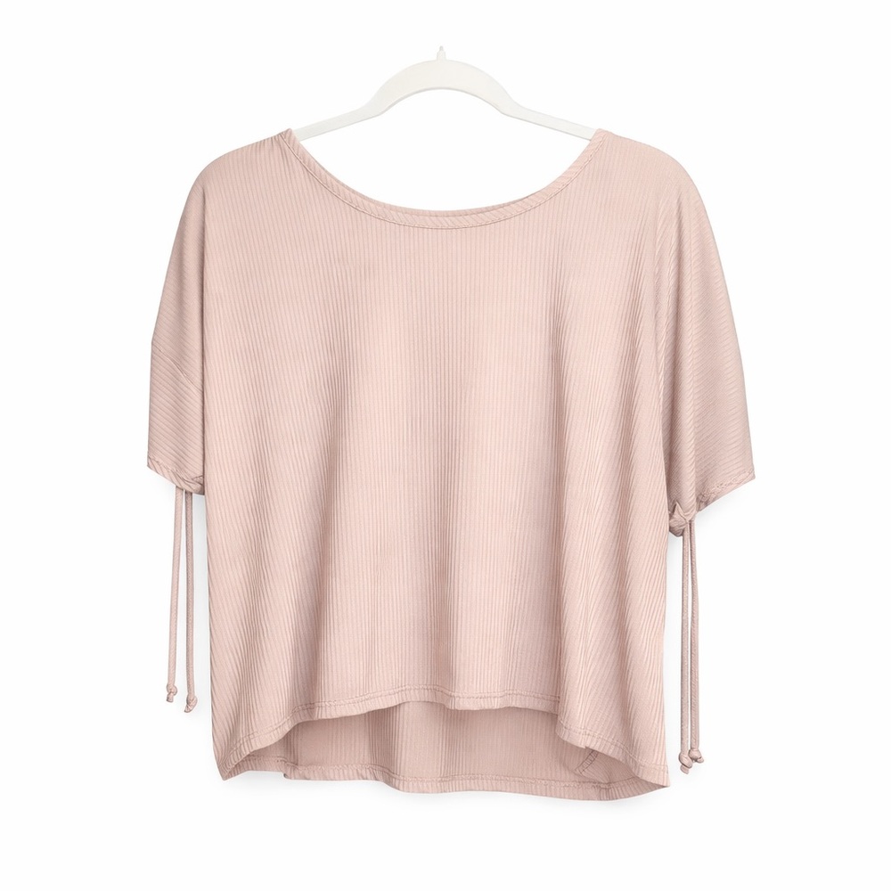 YMI Collections Ribbed Knit Top Tie Sleeve Casual Blouse Womens Size‎ L